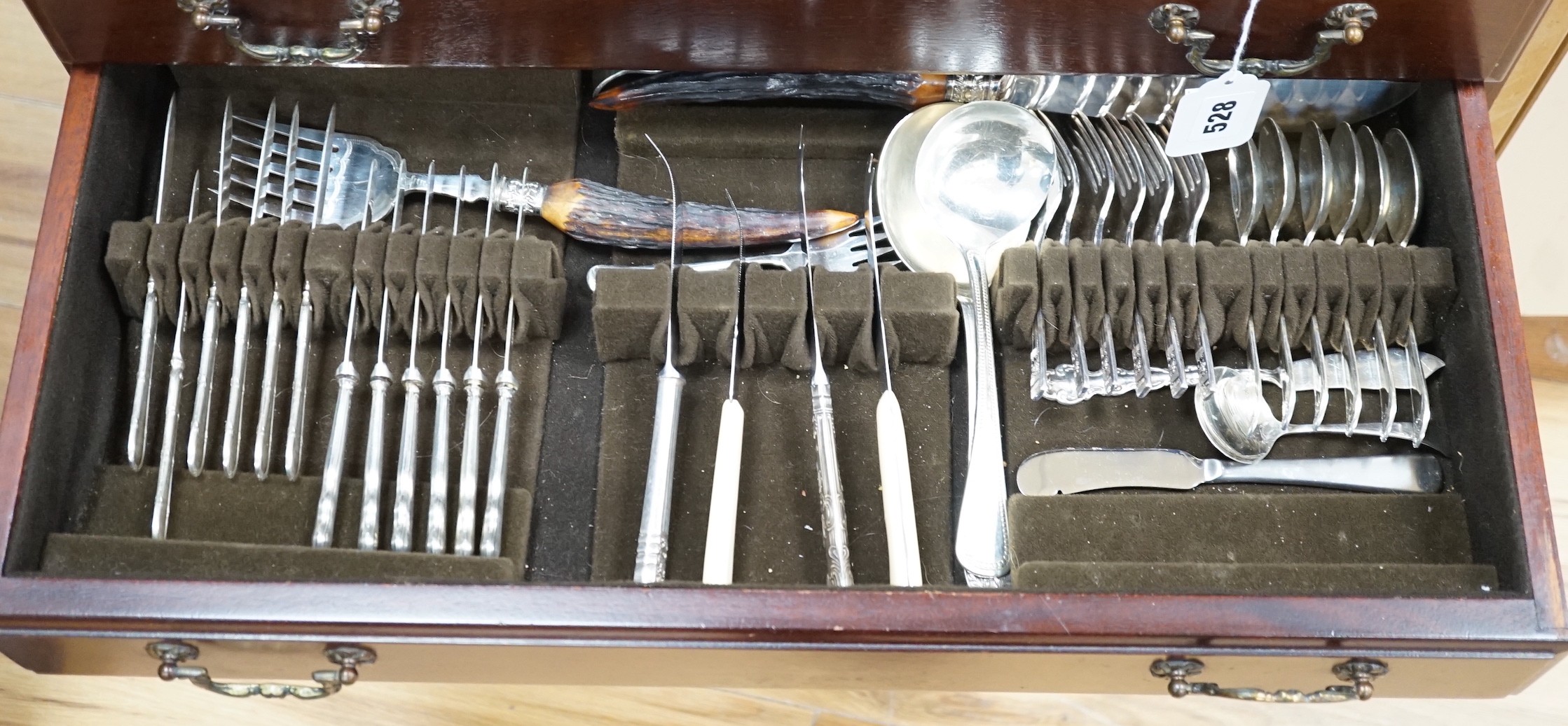 A table canteen of assorted plated cutlery and flatware